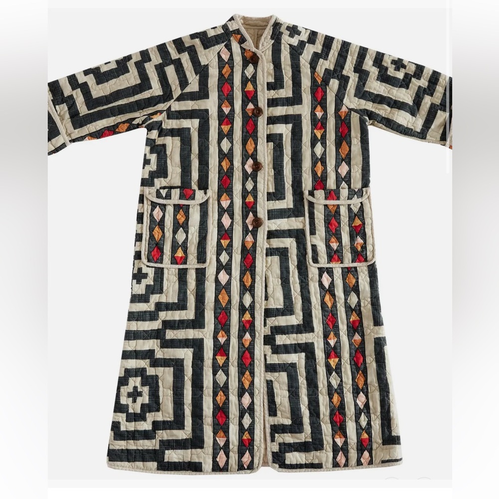NWT Jungalow ‘Hypnotic House Robe’ Geometric Patterned Long Coat